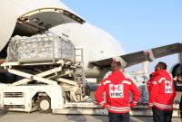 وصول المساعدات الإنسانية من الاتحاد الأوروبي على متن طائرة في مطار دمشق الدولي، في أعقاب الزلزال المدمر في سوريا ، 26 شباط / فبراير 2023