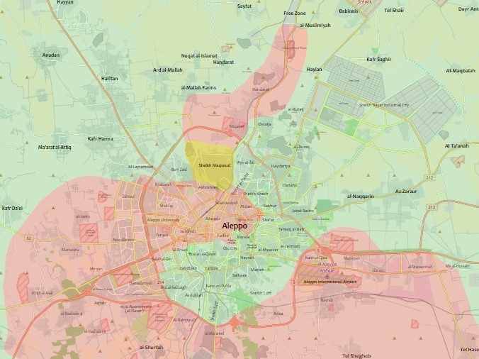 صورة مرفقة 1 - توزع مناطق السيطرة في مدينة حلب ومحيطها بدايات عام 2013.jpg