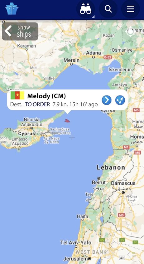 Map and data from MarineTraffic showing the Melody off Cyprus on Dec 22, 2020_0.jpg