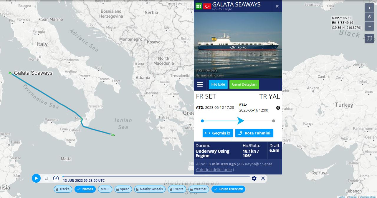 حركة السفينة "غالطة سي ويز - Galata Seaways"