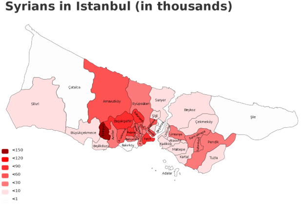خريطة الكثافة السورية في مدينة إسطنبول