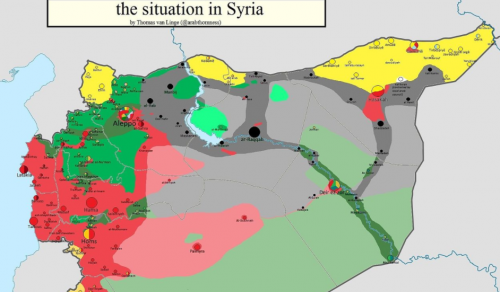 مرفق 1 - توزع مناطق النفوذ والسيطرة في سوريا - شباط 2014.PNG