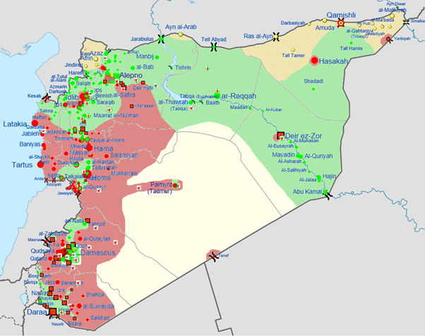 صورة مرفقة - توزع مناطق السيطرة في سوريا - آذار 2013.png