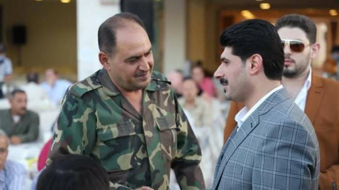 حسام قاطرجي يلتقي بقادة المليشيات في مضافته بحلب - الحملة الانتخابية لبرلمان الاسد.jpg