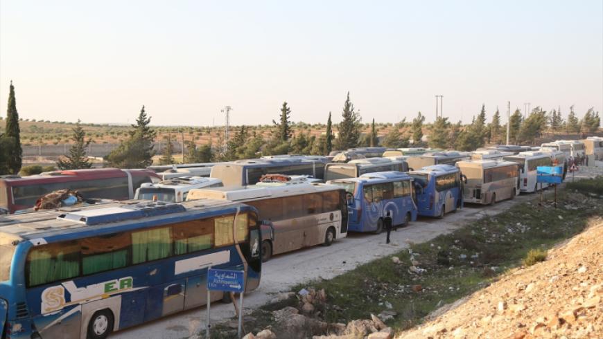 وصول القافلة الثالثة من مهجري جنوب دمشق إلى ريف حلب الشمالي