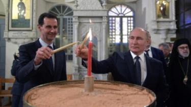 بوتين والأسد في الكنيسة المريمية بدمشق - التاريخ: 7 كانون الثاني 2020