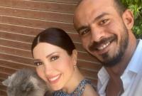 الممثلة السورية نسرين طافش وزوجها المصري شريف الشرقاوي (إنستغرام)