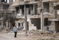 أبنية مدمرة في درعا البلد جنوبي سوريا - أ ف ب