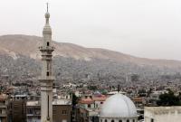 حي أبورمانة بدمشق ويظهر في المقدمة مسجد حسان وفي الخلفية جبل قاسيون