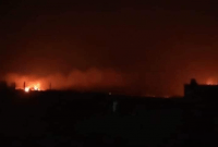 من القصف الإسرائيلي الأخير على مطار الشعيرات في ريف حمص (تويتر)