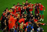 منتخب المغرب يحتفل بتأهله إلى الدور ربع النهائي في كأس العالم