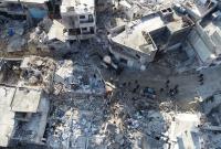 لقطة جوية لجزء من الدمار الذي سببه الزلزال شمال غربي سوريا (الدفاع المدني السوري)
