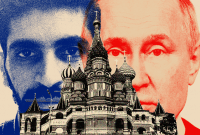 الرئيس الروسي فلاديمير بوتين (يميناً) ومدير شركة "يلاّ" أحمد مؤمنة (يساراً) - (BBC)