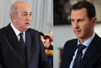 رئيس النظام السوري بشار الأسد والرئيس الجزائري عبد المجيد تبون (إنترنت)