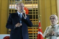 الرئيس التركي رجب طيب أردوغان يلقي خطاب النصر في أنقرة، 29 أيار 2023 (الأناضول)