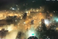 لقطة من الفيديو المتداول تظهر خلاله مدينة باخموت تحترق بالنيران 