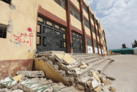 أضرار ناجمة عن الزلزال في إحدى مدارس جنديرس بريف حلب 