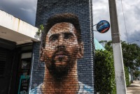 جدارية للاعب كرة القدم الأرجنتيني ليونيل ميسي في ميامي  (Getty)