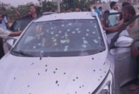 السيارة المستهدفة في بلدة عتمان شمالي مدينة درعا، 8 حزيران 2023 (تجمع أحرار حوران)