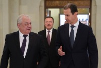 بشار الأسد ومبعوث الرئيس الروسي الخاص إلى سوريا ألكسندر لافرنتييف – "رئاسة الجمه