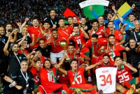 المنتخب المغربي يحتفل بتتويجه ببطولة أمم أفريقيا للشباب (CAF)