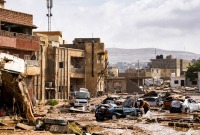 جانب من آثار إعصار دانيال المدمر الذي ضرب مناطق شرقي ليبيا – 11 أيلول 2023 (AFP)