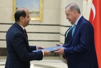 أردوغان يتسلم أوراق اعتماد السفير المصري الجديد لدى أنقرة – 27 أيلول 2023 (الأناضول)