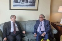 جانب من لقاء بو حبيب مع المقداد على هامش اجتماع وزراء الخارجية العرب في القاهرة