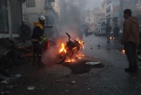 آثار القصف الصاروخي على مدينة إدلب