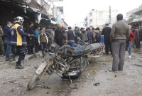 موقع انفجار الدراجة النارية في عفرين (الدفاع المدني السوري)