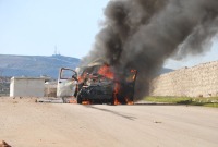 سيارة استهدفتها قوات النظام شمالي سوريا - الدفاع المدني