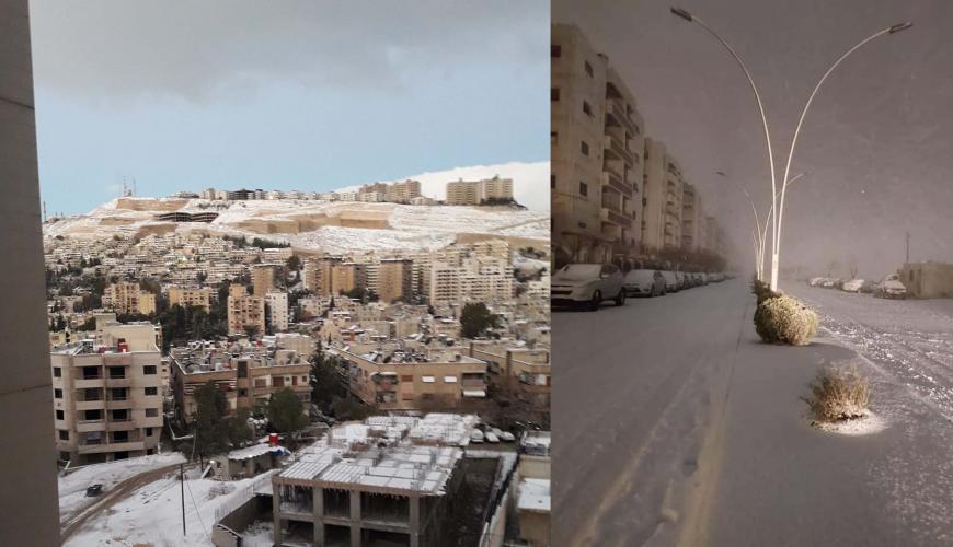 الثلوج تهطل على العاصمة السورية دمشق (صور + فيديو)