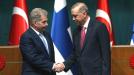 الرئيس التركي رجب طيب أردوغان والرئيس الفنلندي سولي نينيسيتو (EPA)