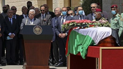 الرئيس الفلسطيني محمود عباس في جنازة الصحفية شيرين أبو عاقلة