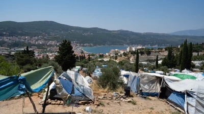 مخيم للاجئين في جزيرة ساموس اليونانية