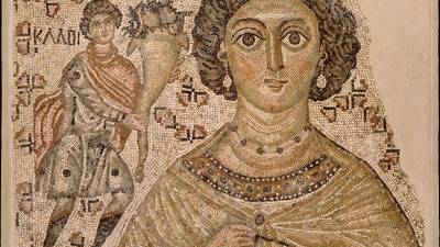 لوحة فسيفسائية تعود للعصر الروماني بين عامي 500-550 ميلادية عرضت في متحف الميتروبوليتان بعد أن سرقها جرجس لطفي