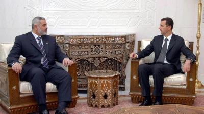 بشار الأسد يلتقي رئيس المكتب السياسي لحركة "حماس" إسماعيل هنية في دمشق - 2006/12/04 (AP)