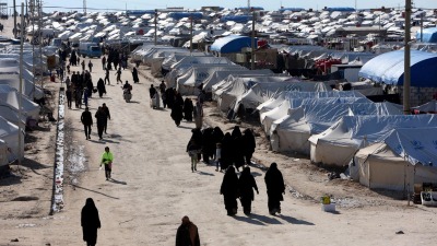 مخيم الهول شمال شرقي سوريا الذي يضم عائلات عناصر "تنظيم الدولة" - رويترز