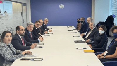 اجتماع وفد من المعارضة السورية بالأمين العام للأمم المتحدة أنطونيو غوتيرش (تويتر)