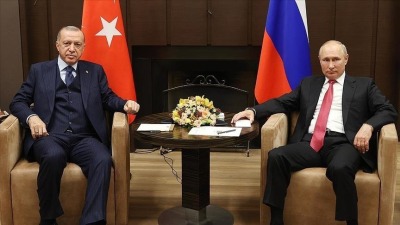 الرئيسان التركي، رجب طيب أردوغان والروسي، فلاديمير بوتين (الأناضول)