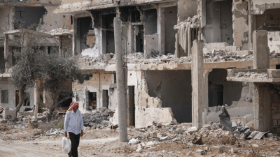 أبنية مدمرة في درعا البلد جنوبي سوريا - أ ف ب
