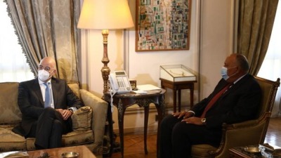 وزير الخارجية المصري سامح شكري وزير الخارجية اليوناني نيكوس ديندياس