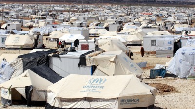 جانب من مخيم الزعتري للاجئين السوريين في شمال شرقي الأردن - AFP