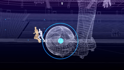 لقطة من فيديو توضيحي للطريقة التي ستعمل بها تقنية "التسلل نصف الآلي" (FIFA)