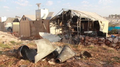 أحد مخيمات إدلب التي تعرضت للقصف - المصدر: الإنترنت
