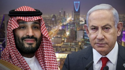 رئيس الوزراء الإسرائيلي بنيامين نتنياهو، ولي العهد السعودي الأمير محمد بن سلمان (القناة 12 الإسرائيلية)
