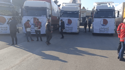 دخول قوافل مساعدات قطرية جديدة من معبر باب الهوى إلى إدلب