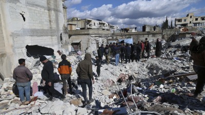 بيوت مهدمة بسبب الزلزال في سوريا - المصدر: الإنترنت