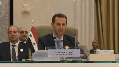 بشار الأسد يلقي كلمته خلال اجتماع القمة العربية في جدة - 19 أيار 2023