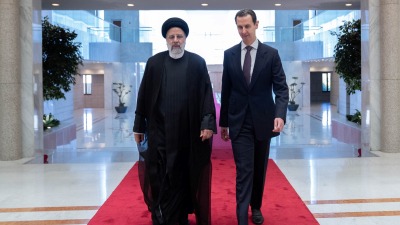 بشار الأسد يستقبل الرئيس الإيراني إبراهيم رئيسي في "قصر الشعب" بدمشق - 3 أيار 2023 (رئاسة الجمهورية)